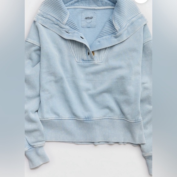 Aerie Collared Sweatshirt with Button Detail - Picture 8 of 8